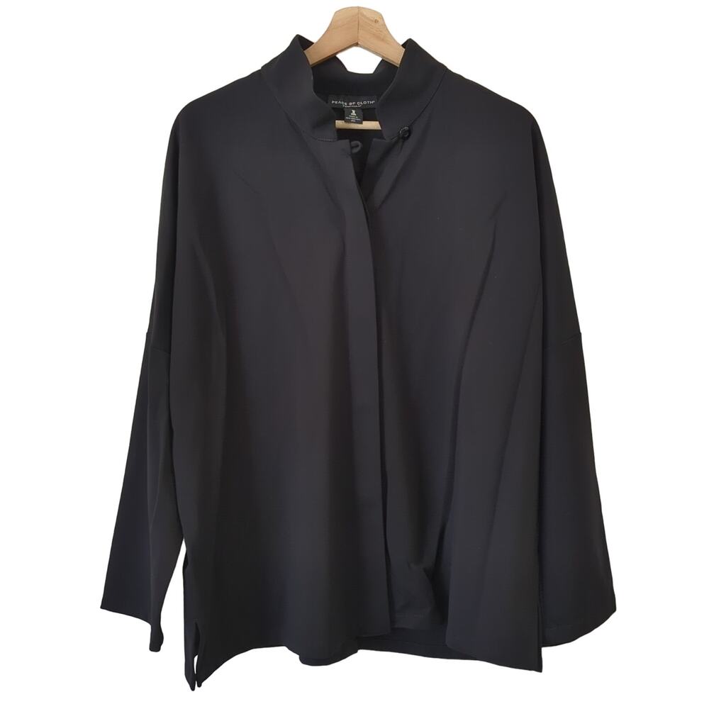 Peace of Cloth Panticular Womens Top‎ Black 3/4 Sleeve Baggy Sleek Ponte OS $225